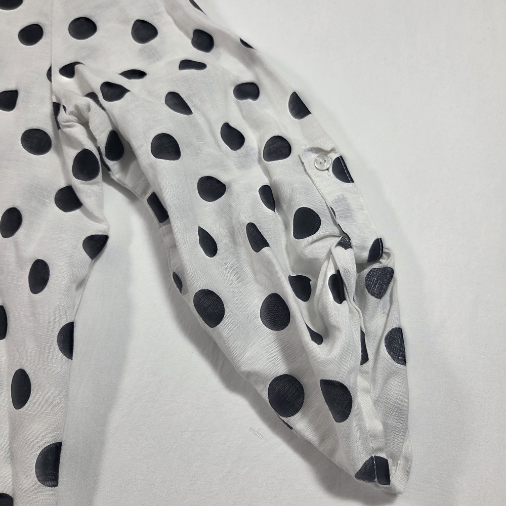 Hester & Orchard Polka Dot 3/4 Sleeve V-Neck Women's Top - White/Black - Picture 3 of 11